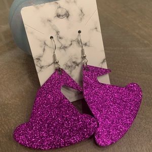 Sparkly witches hat Halloween earrings